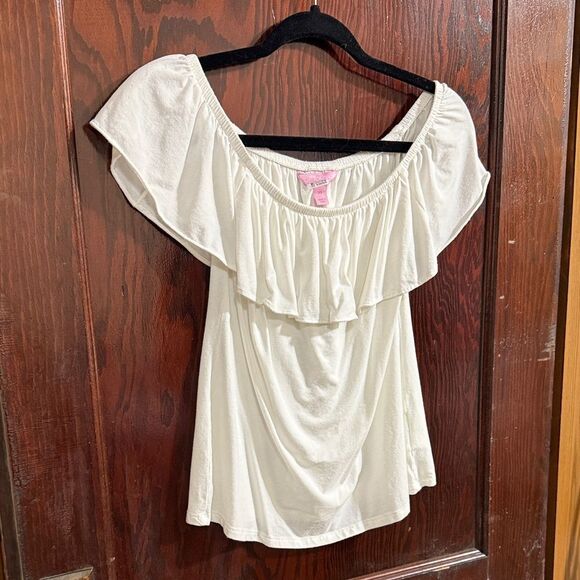 Lilly Pulitzer Cream Off-Shoulder Ruffle Blouse - Picture 4 of 8